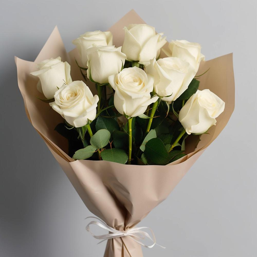 Букет 9 Белых роз Эдлесс Лав в Хворостянка