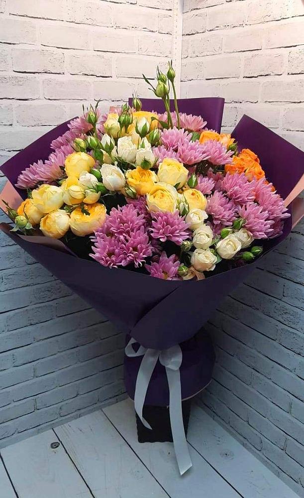 Букет цветов из: Хризантемы и Розы в Хворостянка