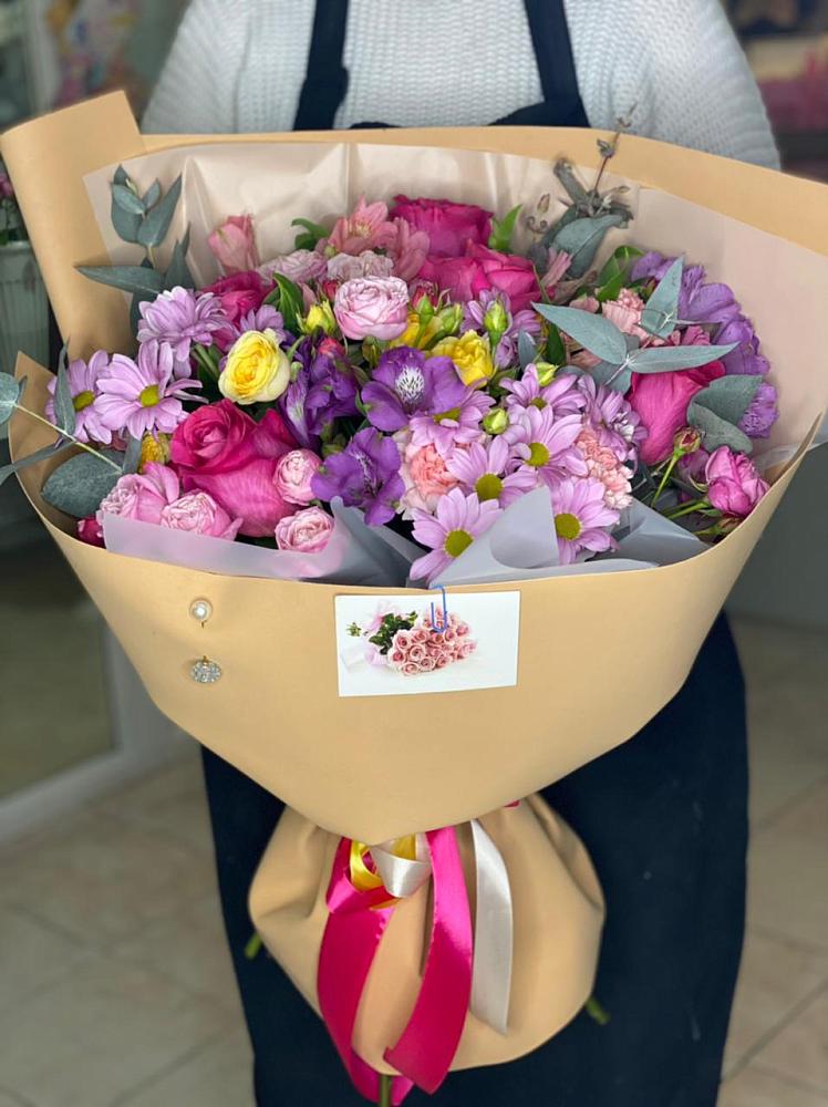 Букет цветов из: Хризантемы, Гвоздики и Альстромерии в Хворостянка