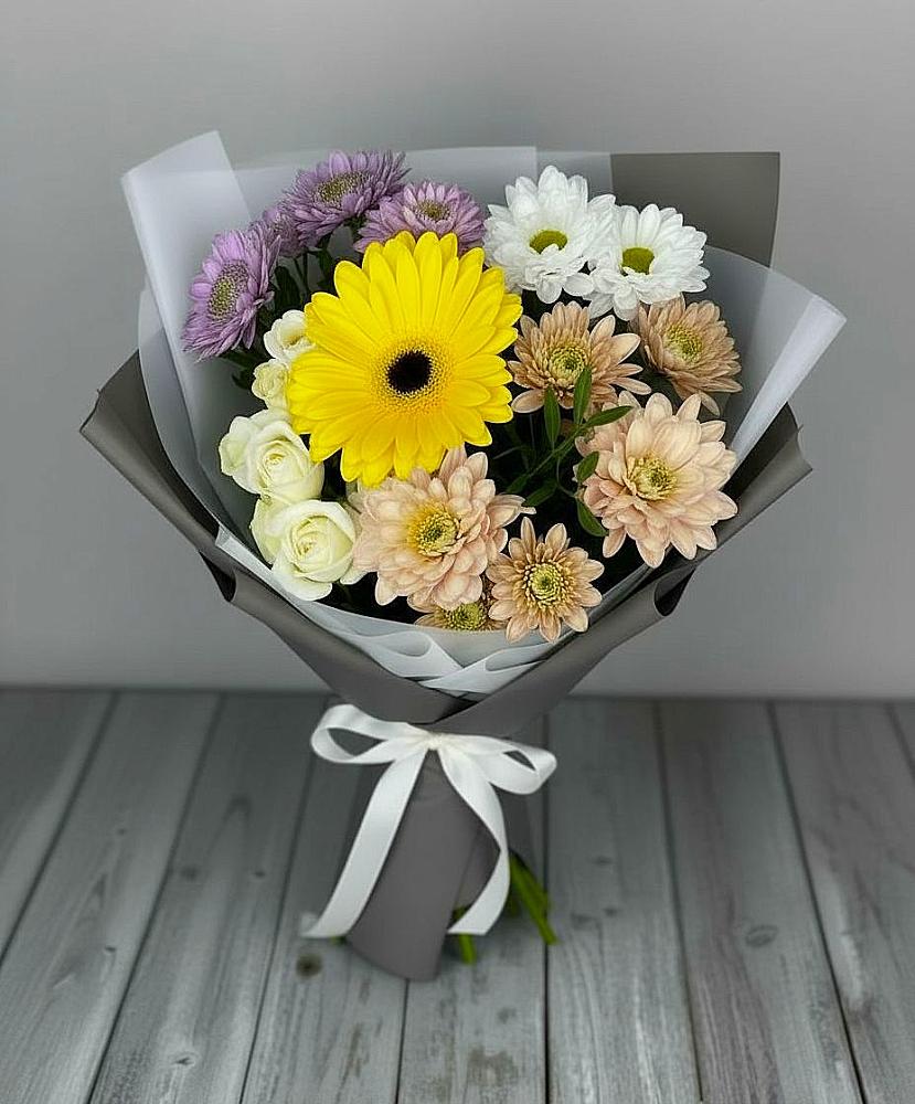 Букет цветов из: Розы, Герберы и Хризантемы в Хворостянка
