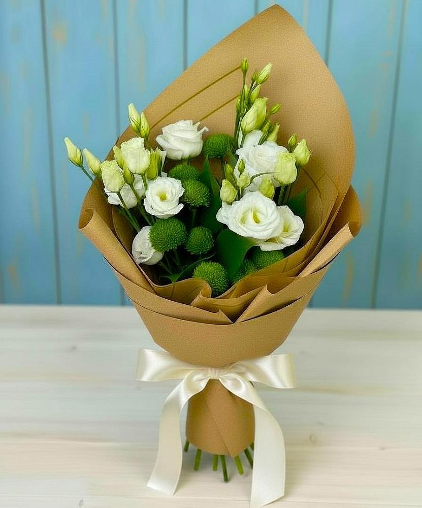 Букет цветов из: Хризантемы и Лизиантусы в Хворостянка