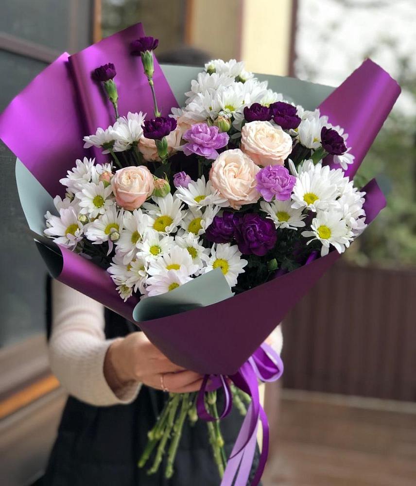 Букет цветов из: Хризантемы, Гвоздики и Розы в Хворостянка