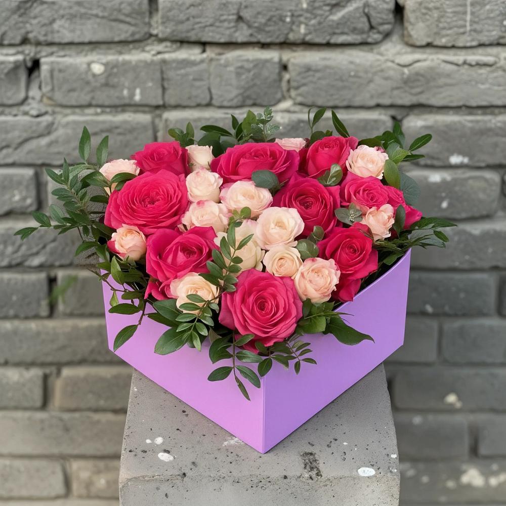 Цветочная композиция из Розы в коробке в Хворостянка