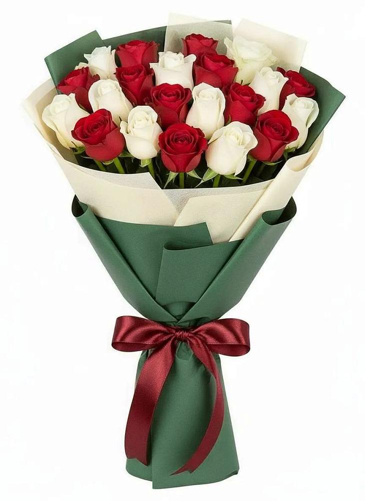 Букет Микс из красных и белых роз в Хворостянка