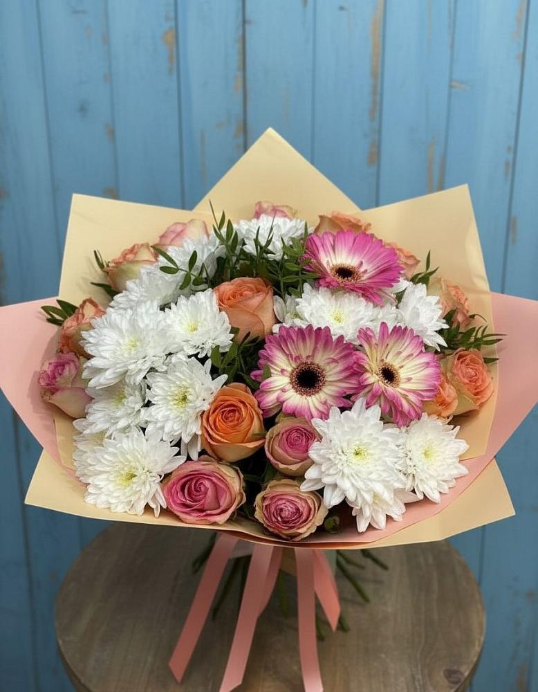 Букет цветов из: Розы, Герберы и Хризантемы в Хворостянка