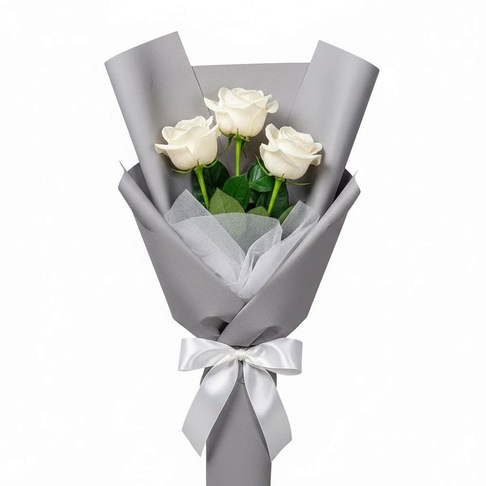 Букет 3 белые розы в Хворостянка