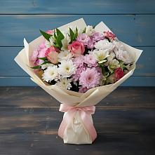 Букет цветов из:  Хризантемы, Альстромерии и Розы в Хворостянка