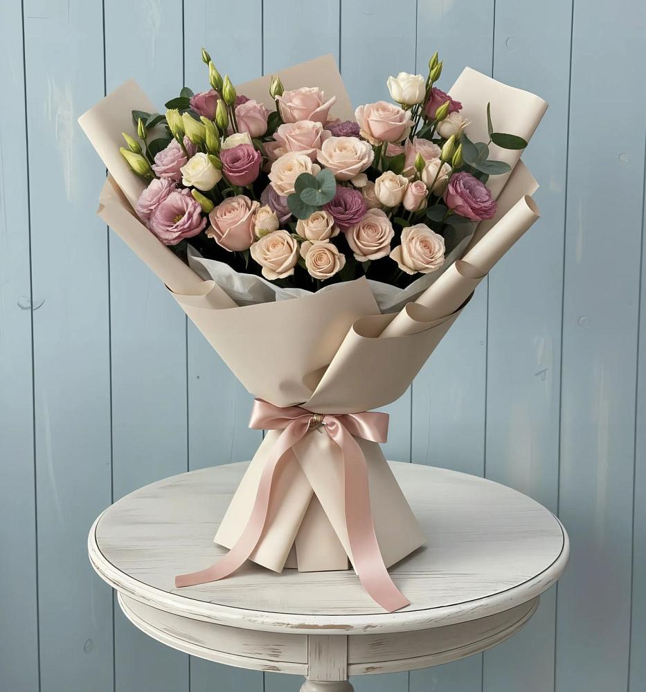 Букет цветов из: Розы и Лизиантусы в Хворостянка