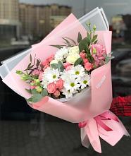 Букет цветов из:  Розы, Лизиантусы и Хризантемы в Хворостянка