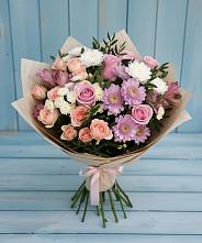 Букет цветов из:  Хризантемы, Розы и Альстромерии в Хворостянка