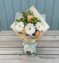 Букет цветов из:  Герберы, Розы и Хризантемы в Хворостянка