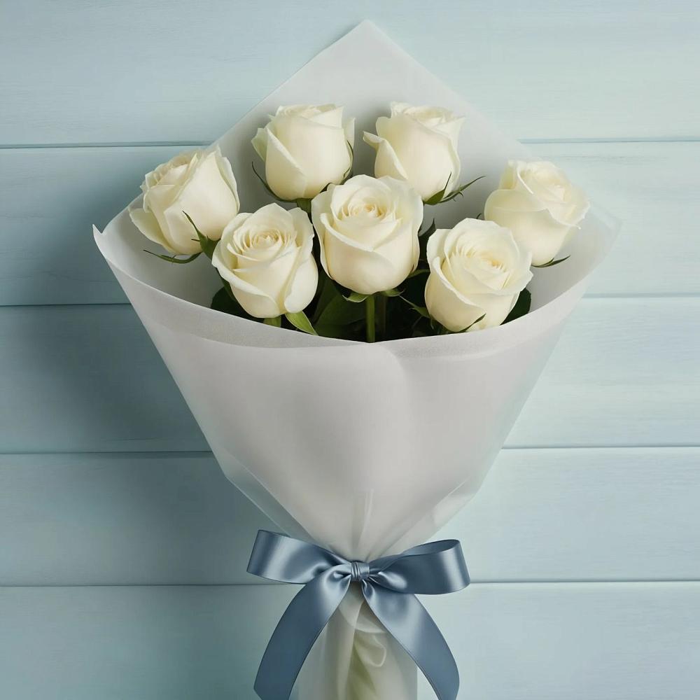 Букет 7 Белых роз Эдлесс Лав в Хворостянка